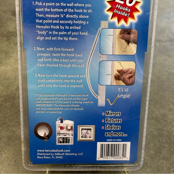 Hercules Hook 20 Pack w Laser Marker As Seen On TV New Sealed NOS - Picture 6 of 6